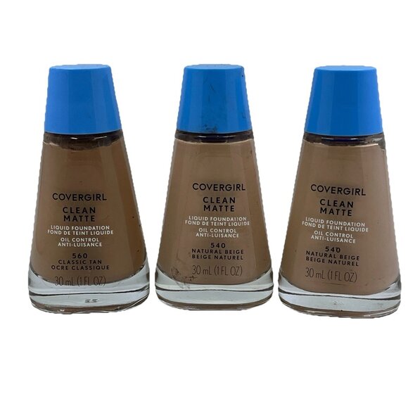 Covergirl Clean Matte Liquid Foundation 540 Natural Beige 1 fl oz Lot Of 3 - Picture 1 of 7